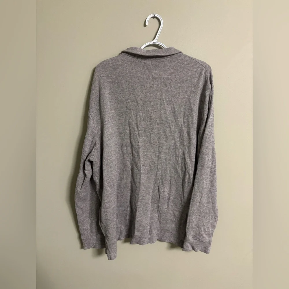 Polo Ralph Lauren Sweater Men's Size XL Grey Estate Rib 1/4 Zip Blue Pony Preppy